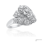 Estate Platinum 1.80 CTW Diamond Bypass Cocktail Ring Size 6