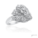 Estate Platinum 1.80 CTW Diamond Bypass Cocktail Ring Size 6