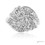 Estate Platinum 1.80 CTW Diamond Bypass Cocktail Ring Size 6