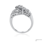 Estate Platinum 1.80 CTW Diamond Bypass Cocktail Ring Size 6