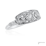 Estate Platinum 2.20 CTW Three-Stone Diamond Ring Size 6.25