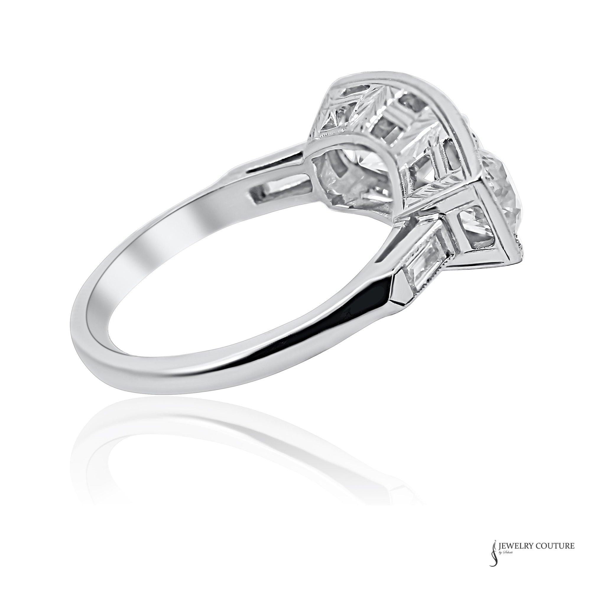 Estate Platinum 2.20 CTW Three-Stone Diamond Ring Size 6.25
