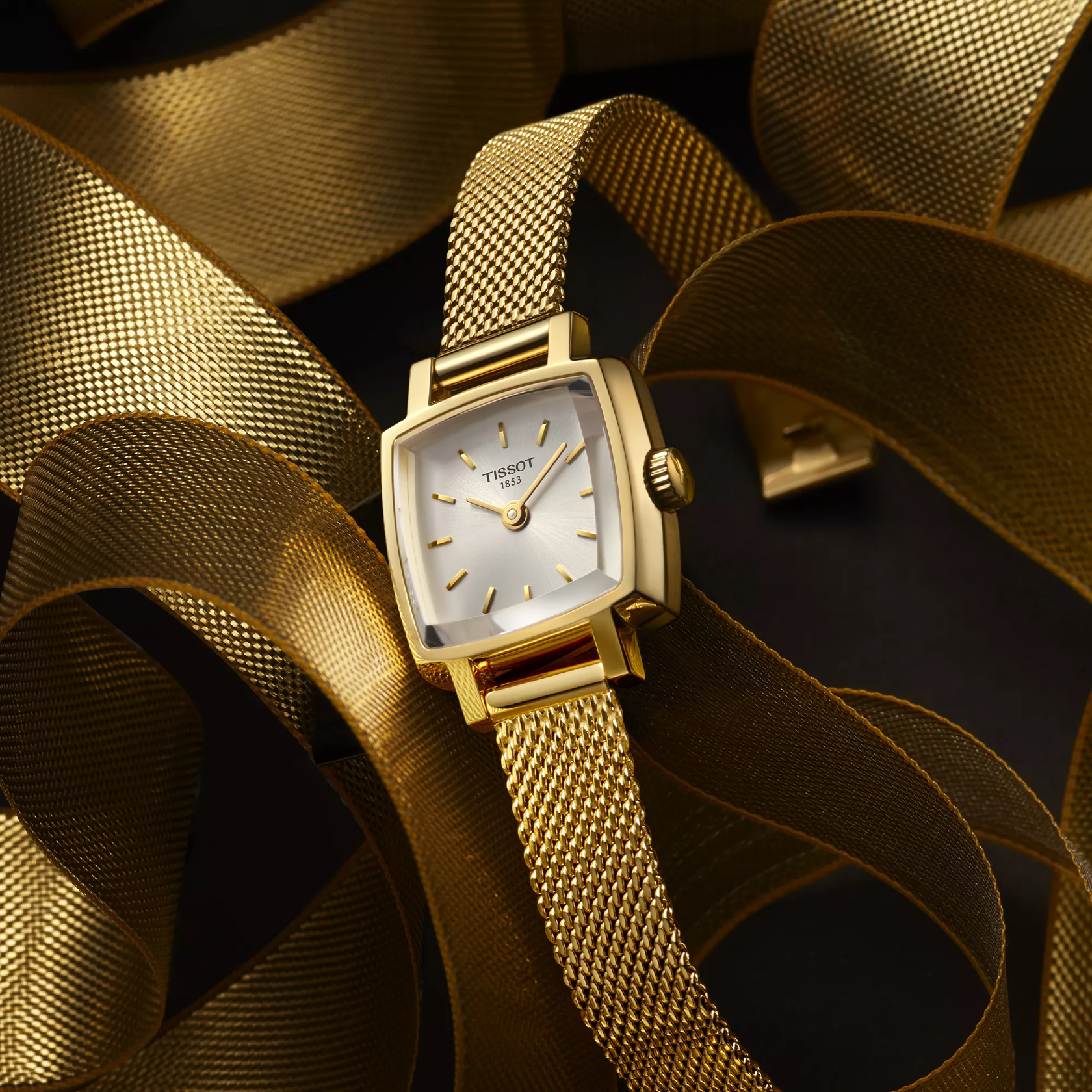 Tissot Lovely Square gold PVD lifestyle