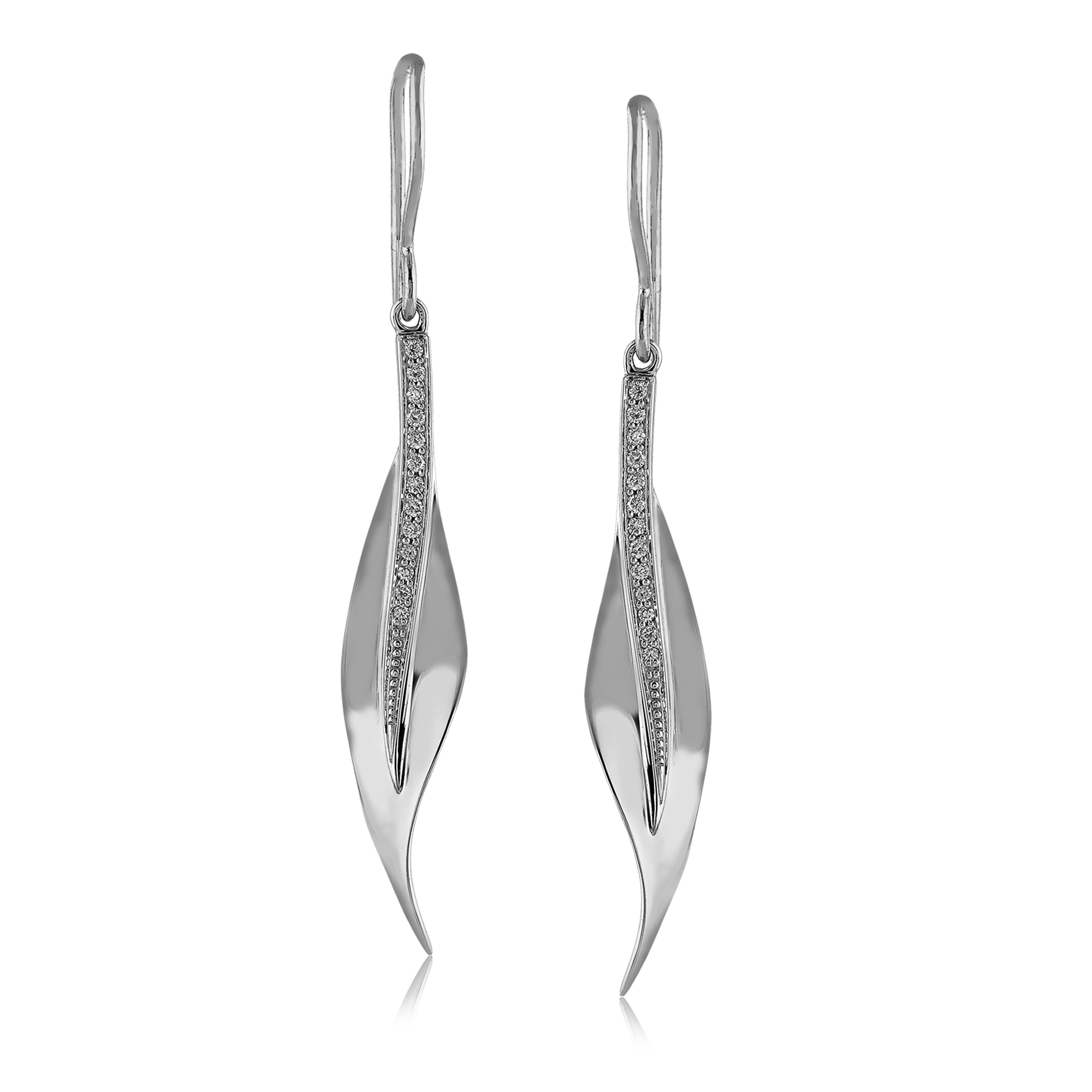 Simon G. DE117 Fallen Leaves diamond drop earrings in 18K white gold or platinum
