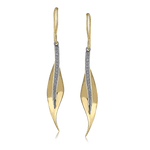 Simon G. DE117 Fallen Leaves diamond drop earrings in 18K white and yellow gold