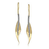 Simon G. DE117 Fallen Leaves diamond drop earrings in 18K white and yellow gold