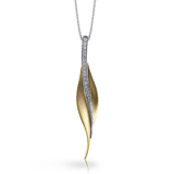 Simon G. DP113 Fallen Leaves diamond pendant necklace in 18K white and yellow gold