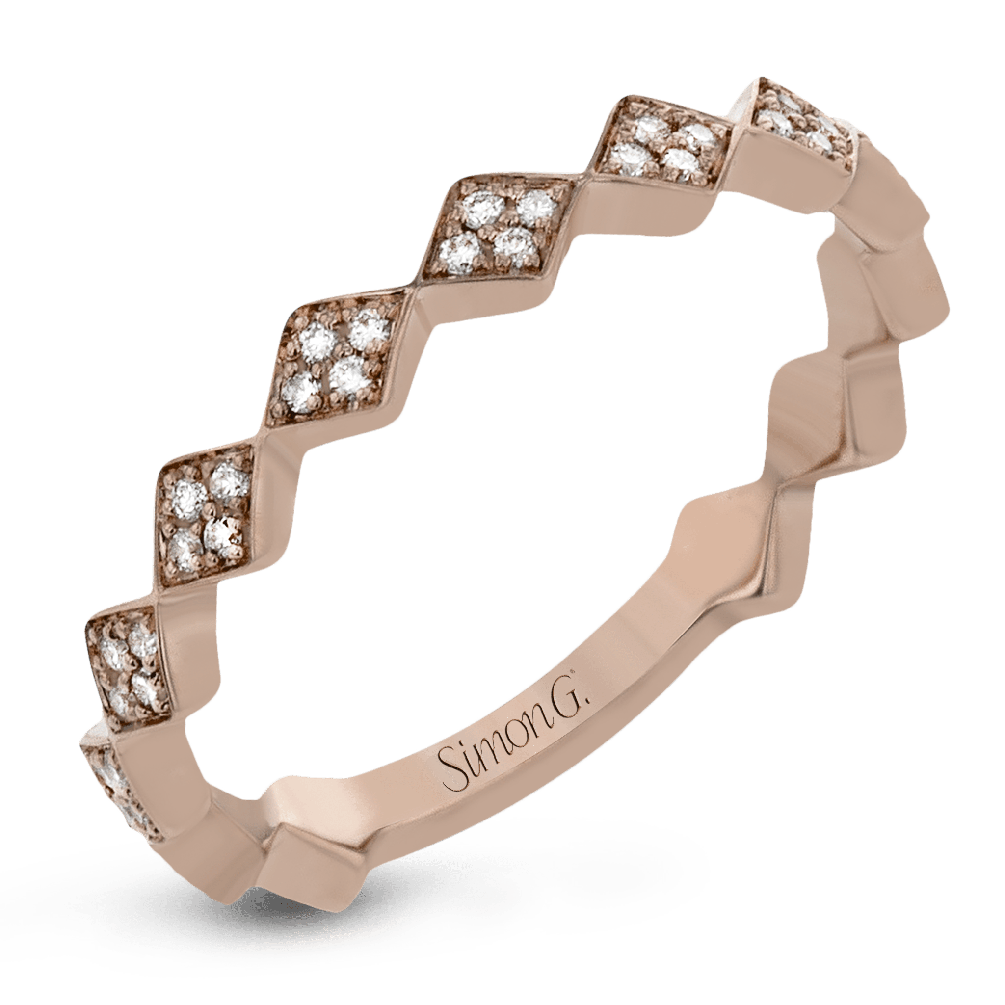 Simon G. QR1025 geometric diamond ring in 14K rose gold