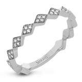 Simon G. QR1025 geometric diamond ring in 14K white gold