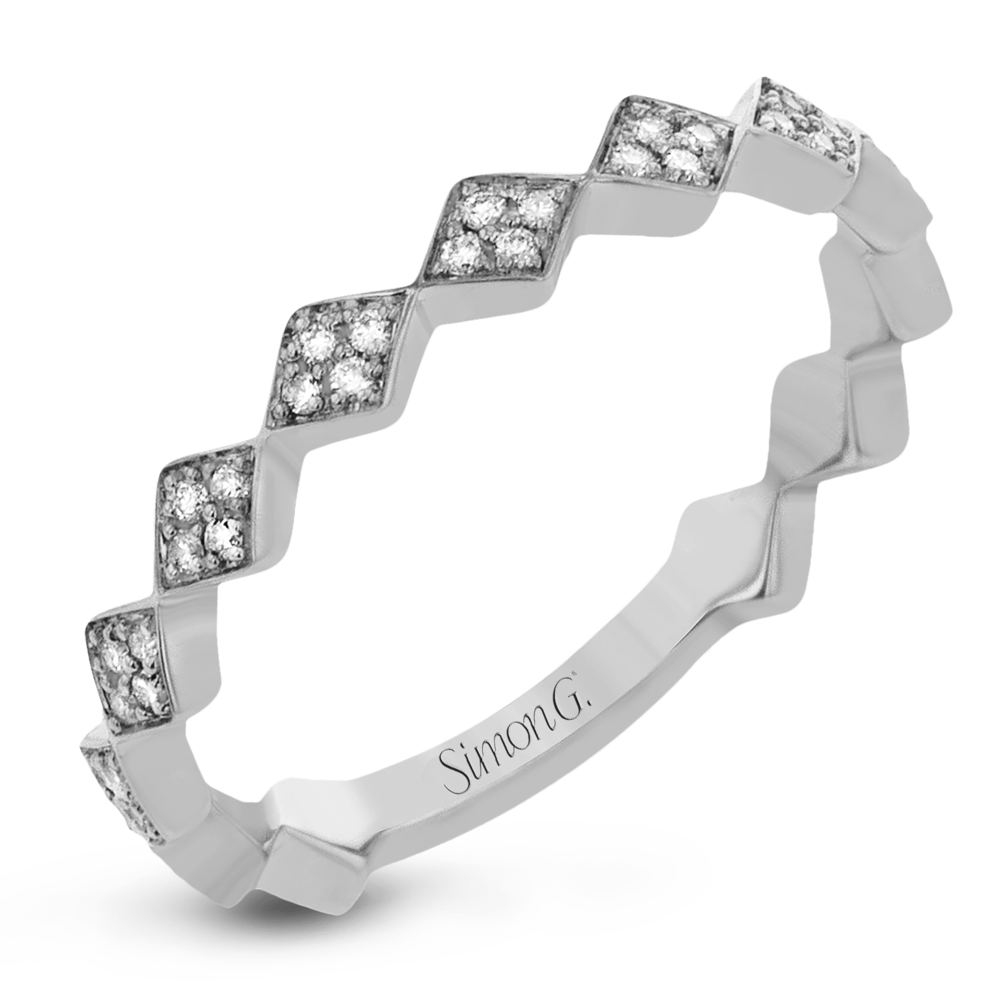 Simon G. QR1025 geometric diamond ring in 14K white gold