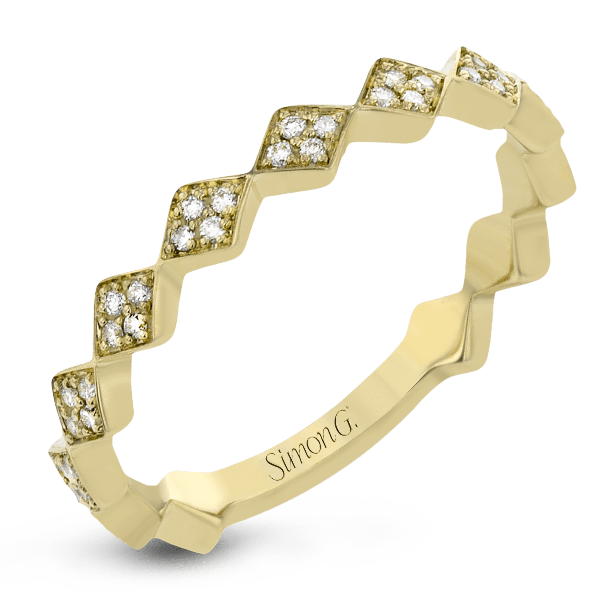 Simon G. QR1025 geometric diamond stackable ring in 14K yellow gold