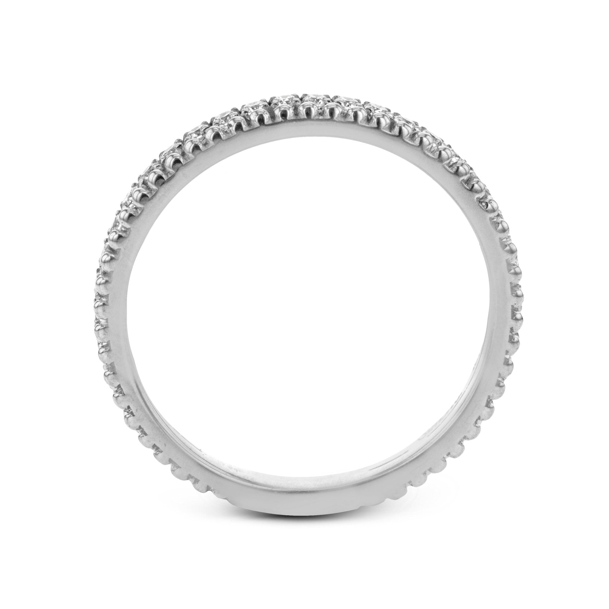 Simon G. MR2779 white gold diamond stackable band, profile view