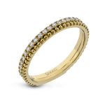 Simon G. MR2779 diamond and granulated gold stackable band in 18K yellow gold