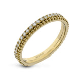 Simon G. MR2779 diamond and granulated gold stackable band in 18K yellow gold