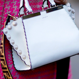 Fendi Mini 3Jours Handle Bag Ivory/White Color Scalloped Calfskin Mini Pre-Owned