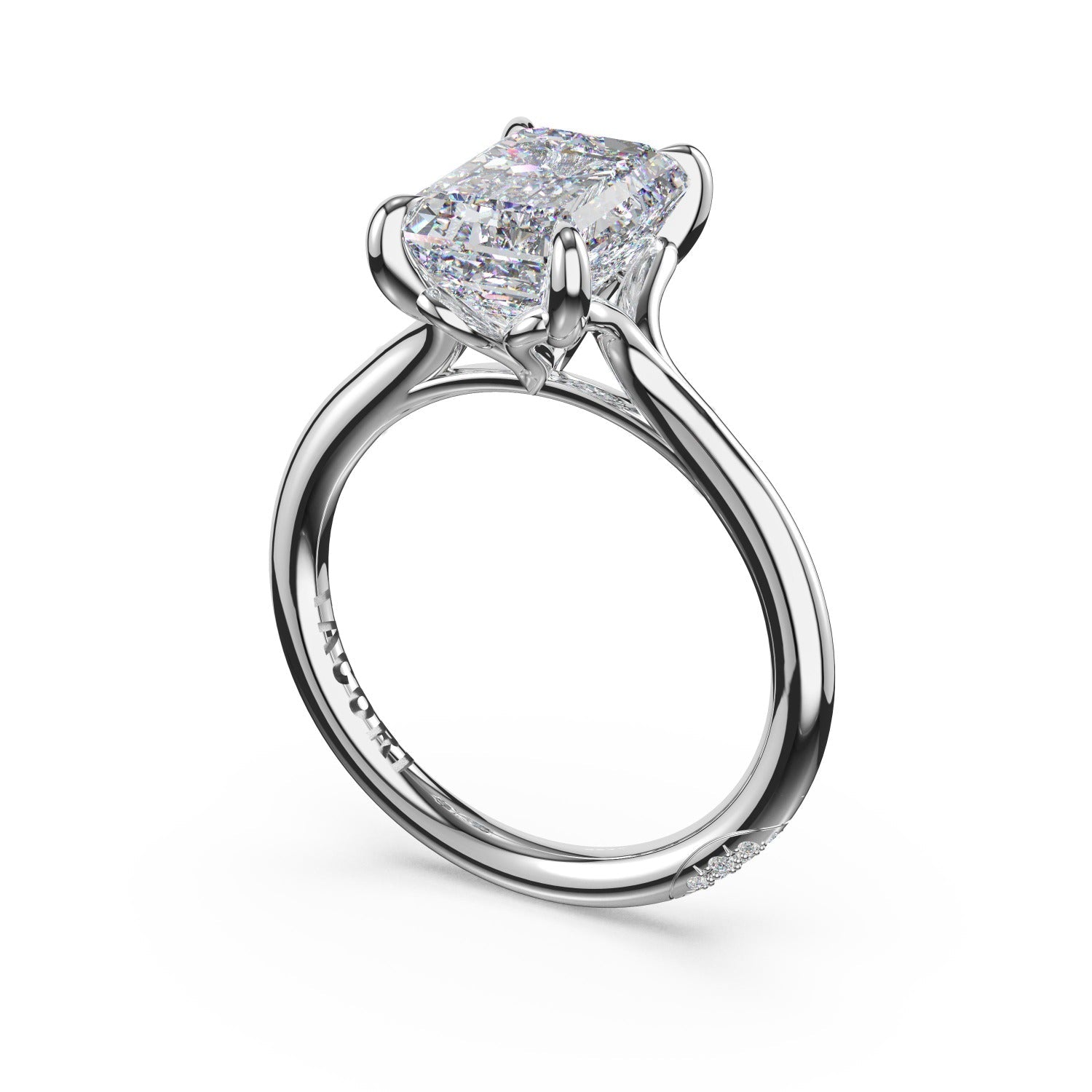 Tacori HT2584EC Founder's emerald solitaire engagement ring in platinum