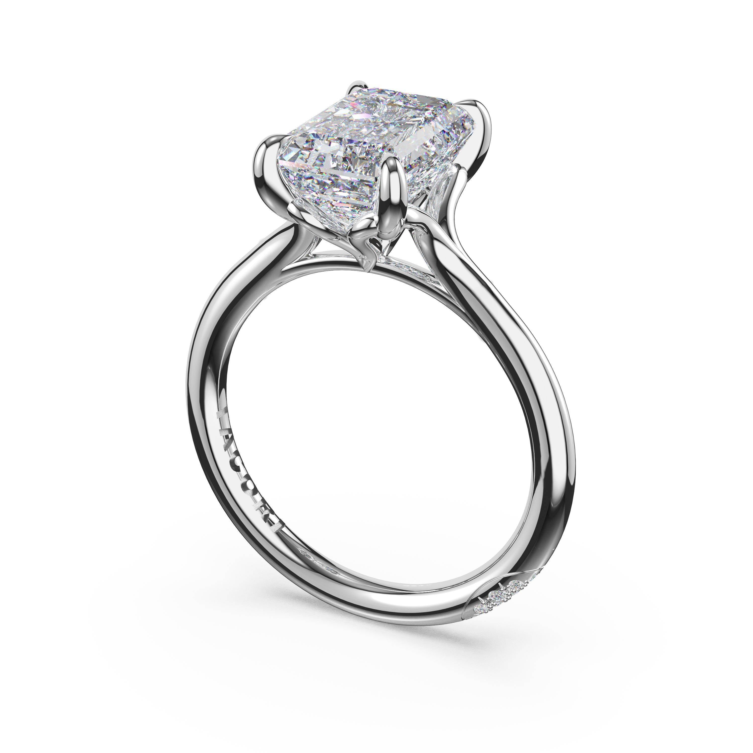 Tacori HT2584EC emerald solitaire engagement ring in 18K white gold