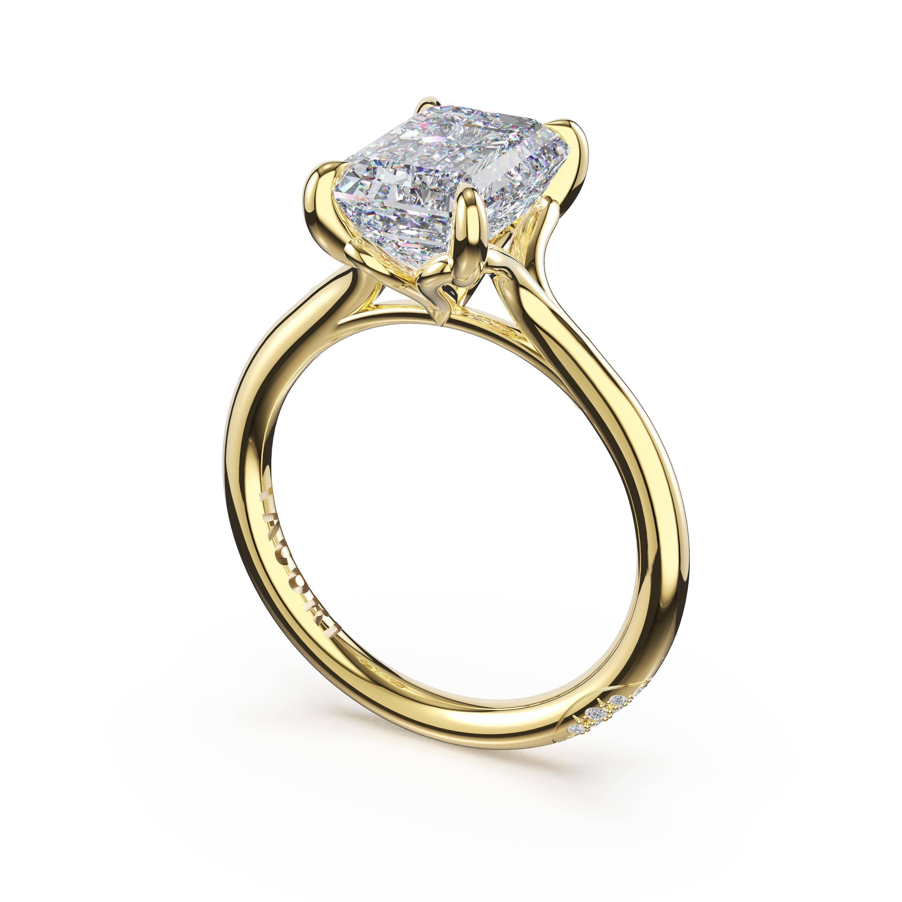Tacori HT2584EC emerald solitaire engagement ring in 18K yellow gold