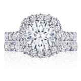 Tacori HT2653CU9 Petite Crescent Platinum Cushion Cut Engagement Ring | Designer Bridal Ring