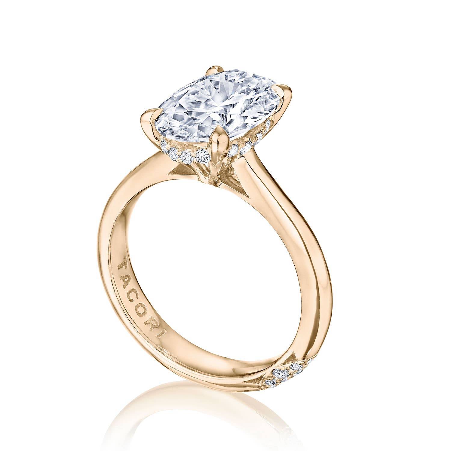 Tacori HT2671OV oval solitaire engagement ring in 14K rose gold