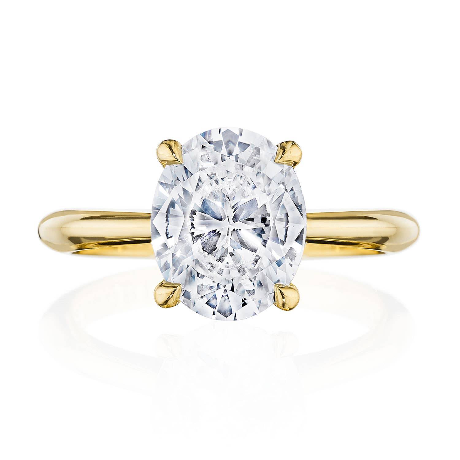 Tacori HT2671OV oval solitaire, side profile showing hidden bloom
