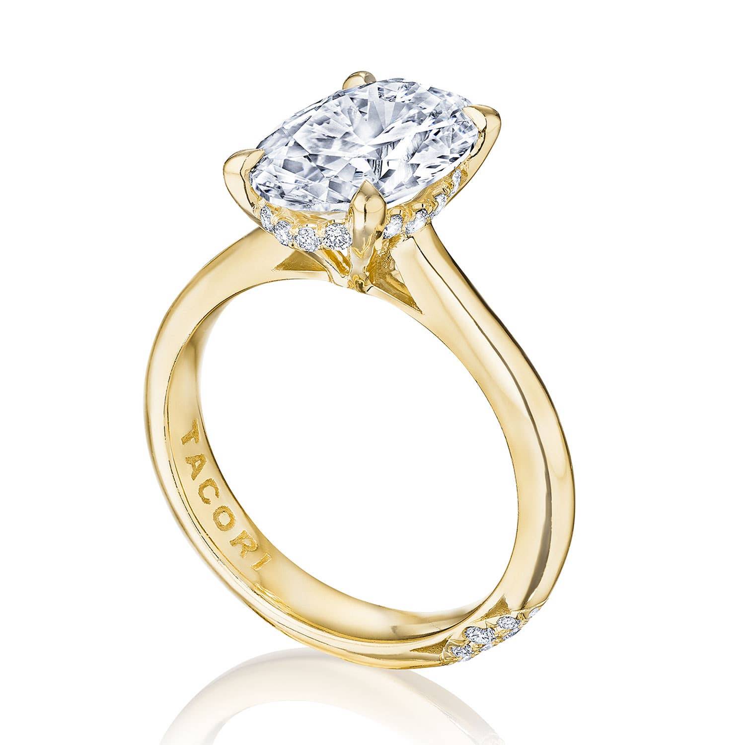 Tacori HT2671OV Founder's oval solitaire engagement ring with hidden bloom in 14K yellow gold
