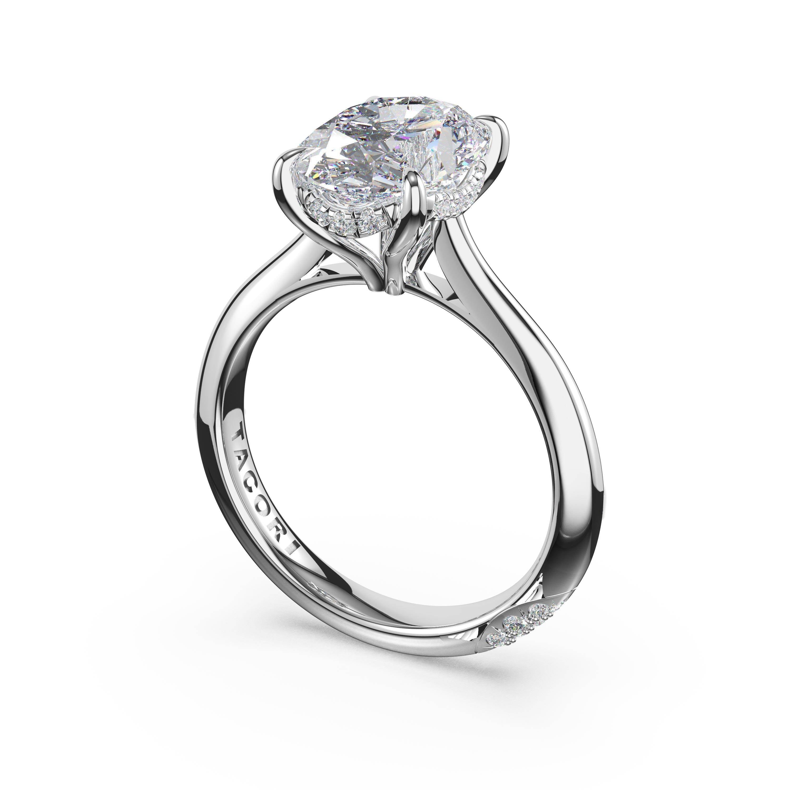 Tacori HT2671OV oval solitaire engagement ring in platinum