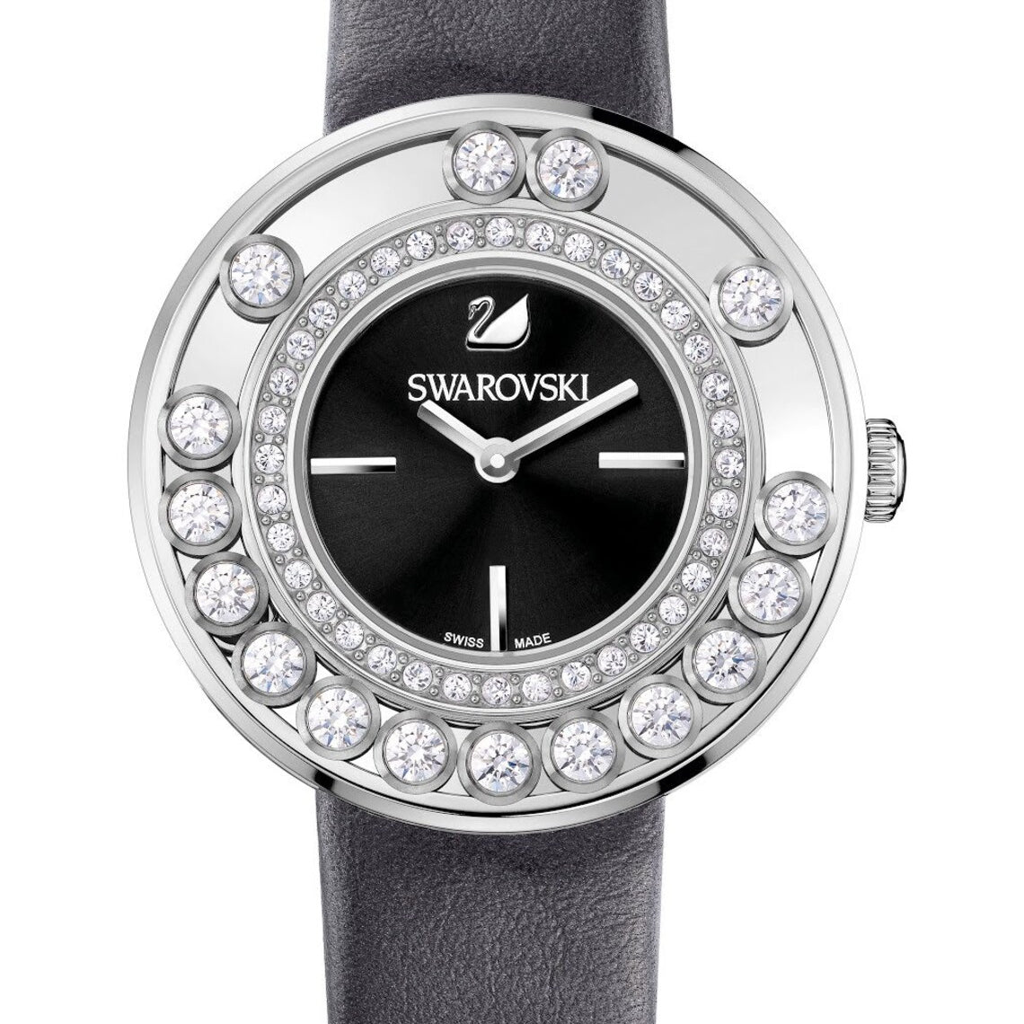 Swarovski Crystalline Glam 5519452 35mm Black Dial Rose Gold Tone PVD Crystal Filled Watch