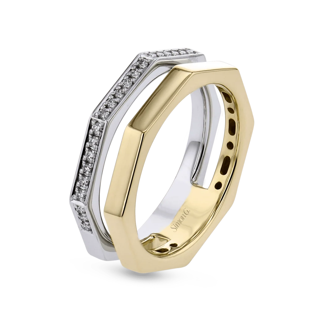 Simon G. LR5151 18K White and Yellow Gold Layered Diamond Fashion Ring