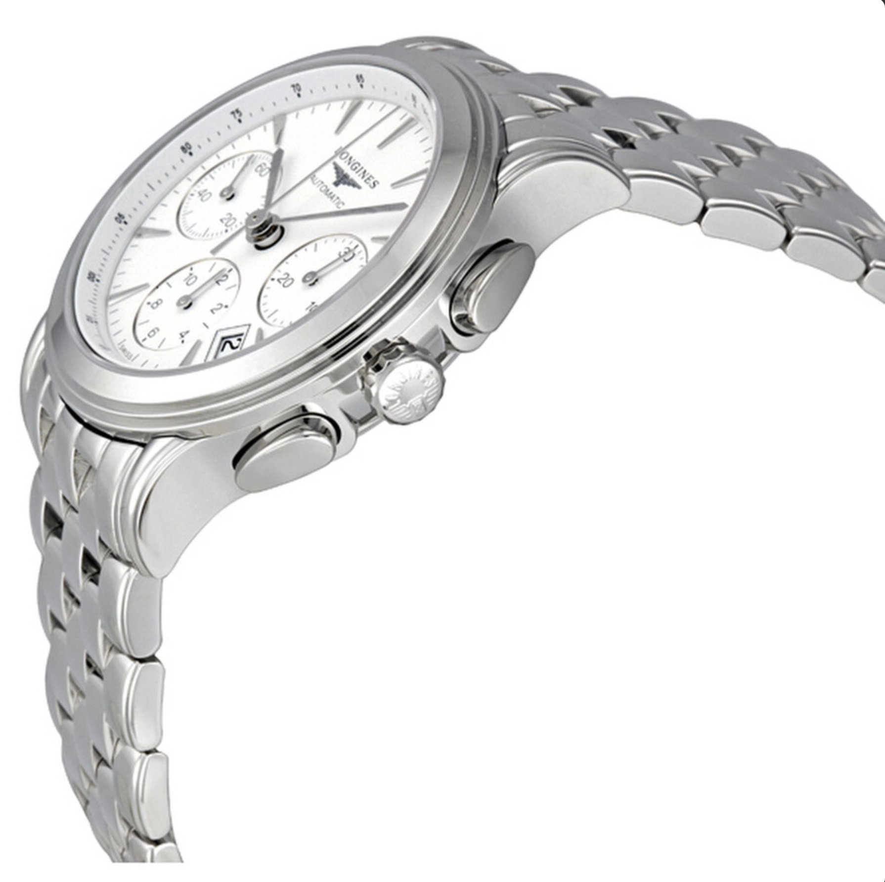 Longines Flagship Mens Automatic Chronograph L4.803.4.12.6 39 mm side part 