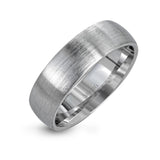 Simon G. LG147 men's 7mm brushed wedding band in white gold, front view