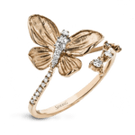 Simon G. LR2767 Monarch butterfly diamond ring in 18K rose gold, 0.20 ctw
