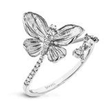 Simon G. LR2767 Monarch butterfly diamond ring in 18K white gold, 0.20 ctw