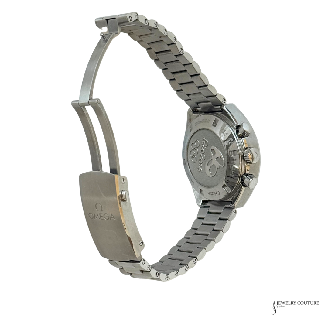 Omega Speedmaster Mark II Rio 2016 watch with the folding clasp open