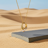 14K Yellow Gold Modern Pearl & Diamond Pendant Necklace – .10 CTW