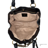 PRADA Vintage Black Leather & Gold Zipper Detail Shoulder Bag Vitello Shine Chain Hobo Pre-Owned