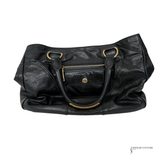 PRADA Vintage Black Leather & Gold Zipper Detail Shoulder Bag Vitello Shine Chain Hobo Pre-Owned
