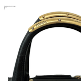PRADA Vintage Black Leather & Gold Zipper Detail Shoulder Bag Vitello Shine Chain Hobo Pre-Owned