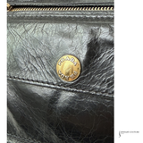 PRADA Vintage Black Leather & Gold Zipper Detail Shoulder Bag Vitello Shine Chain Hobo Pre-Owned