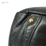 PRADA Vintage Black Leather & Gold Zipper Detail Shoulder Bag Vitello Shine Chain Hobo Pre-Owned