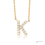 14K Yellow Gold Diamond Initial “K” Necklace – Adjustable 18” Chain | Personalized Letter Pendant
