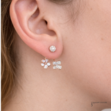 Two-Tone 14K Gold Diamond Drop Earrings Floral & Butterfly design – 0.74ct TWD Fine Diamond Earrings