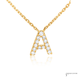 14K Yellow Gold Diamond Initial “A” Necklace | Personalized Letter Pendant, 18” Chain