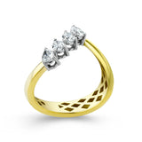 Simon G. Pear Diamond Right Hand Ring 18K Two-Tone Gold