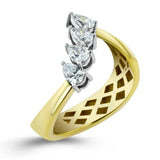 Simon G. Pear Diamond Right Hand Ring 18K Two-Tone Gold