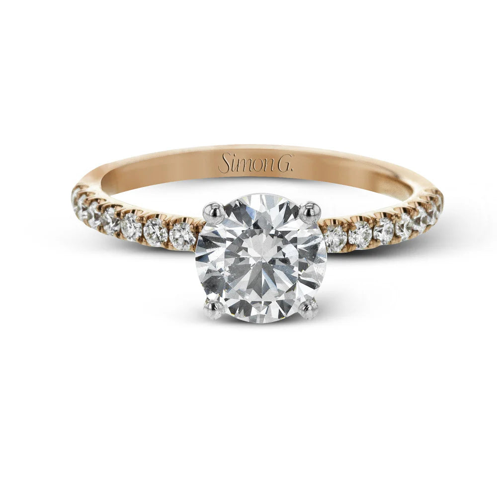 Simon G. LR1083 18K White and Rose Gold Diamond Wedding Bridal Set
