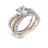 Simon G. LR1083 18K White & Rose Gold Diamond Wedding Set | Designer Bridal Set
