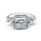 Simon G. 18K White Gold Round Halo Engagement Ring In-Store
