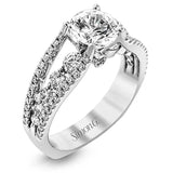 Simon G. 18K White Gold Diamond Engagement Ring | Vintage Split Shank Semi-Mount MR2248