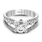 Simon G. 18K White Gold Diamond Engagement Ring | Vintage Split Shank Semi-Mount MR2248